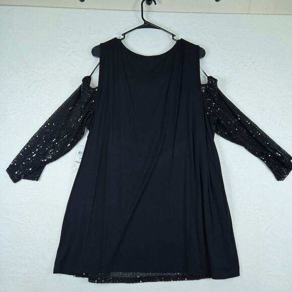 JM Collection Sequin Cold Shoulder Womens Top 3XL 0666 - Picture 7 of 9